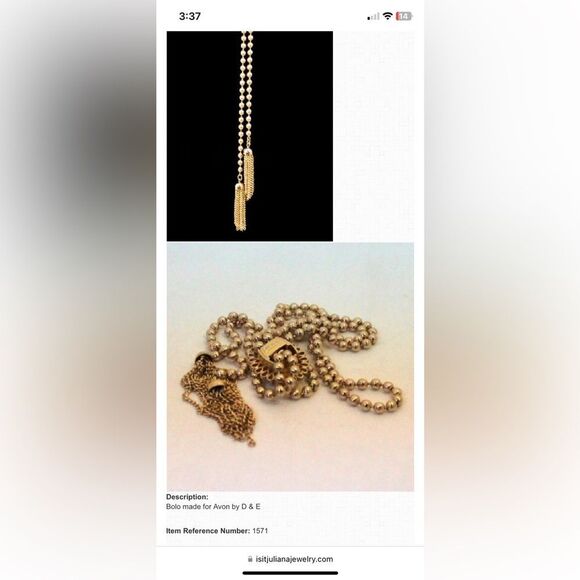 Vintage 70’s D&E Juliana made for Avon Ming Green Adjustable Gold-tone Necklace. - Picture 6 of 7